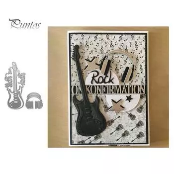 Гитарная гарнитура, металлические штампы, сделай сам, скрапбук, бумажные карты, альбом, трафарет для рукоделия серебряный