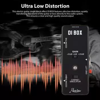 Гитарная педаль ROWIN DI Box Mini Effects Pedal DI Box Ultra Low Distortion для эффекта электрогитары чёрный