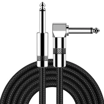 Гитарный кабель 10 футов Mitsurumento Cable Bass AMP Cord для электрогитары, бас-гитары, электрической мандолины Pro Audio под прямым углом к (1/4 прямой, черный) чёрный