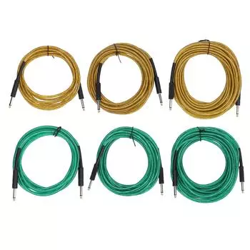 Гитарный кабель 6,35 мм ПВХ пластиковый гибкий прямой головка шумоподавляющий электрический басовый шнур Yellow 3 m / 9.8ft