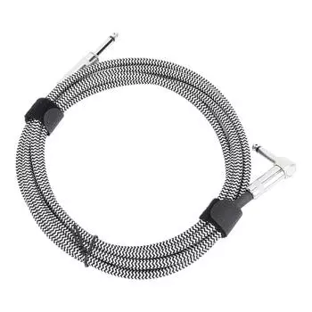 Гитарный кабель 6,5 мм, угловой штекер к прямому штекеру, нейлоновая оплетка, шумоподавление, гитарный белый/чёрный