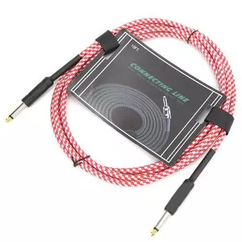 Гитарный кабель с плетеным экраном, никелированным штекером, аудиокабель, провод для электронного музыкального инструмента(красный ) красный