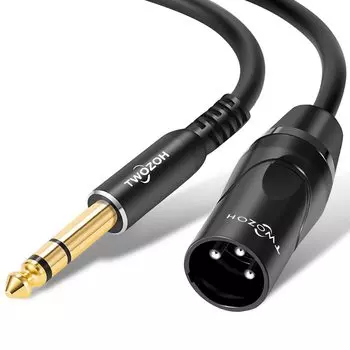 Гитарный кабель Twozoh XLR Male to Jack TRS Balanced Plug to 3 Pin XLR to XLR Stereo Male to Male 1M 1/4 Cable, 6.35mm Male, 1/4 (Профессионал/Hi-Fi)