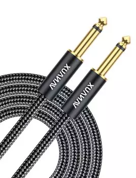 Гитарный кабель VANAUX, экранированный кабель, гитарный уплотнитель TS, стереоразъем, монофонический кабель для музыкального оборудования, совместимый с электрическим электронным барабаном 6,35 мм чёрный