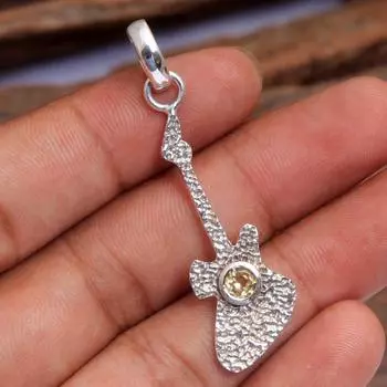 Гитарный кулон, ювелирные изделия с драгоценными камнями, кулон Рейки 925 пробы, серебряный кристалл, целебный кулон жёлтый