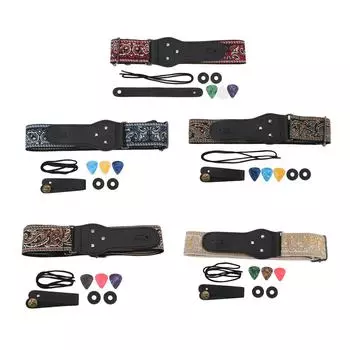 Гитарный ремень с винтажной вышивкой, регулируемый по длине широкий гитарный ремень для акустической электрической Gu Red