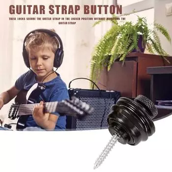 Гитарный ремень с замком на кнопках, противоскользящий ремень для акустической электрической бас-гитары (черный)