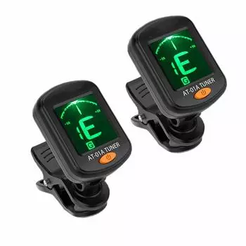 Гитарный тюнер AROMA AT-01A с ЖК-клипсой для акустической гитары, бас-гитары, укулеле, скрипки, 2 шт. чёрный