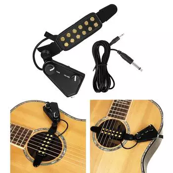 Гитарный звукосниматель с 12 отверстиями, усилитель преобразователя Soundhole с кабелем 10 футов, разъемы 1/4 дюйма для акустической классической гитары