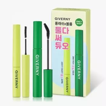 Giverny [1+1 Duo Project] Тушь для ресниц Liverny Close Sensitive с длинными ресницами, объем, одинарный товар 02 черный коричневый