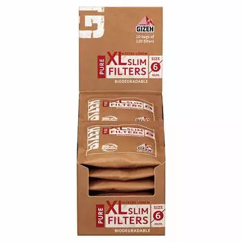 GIZEH Неотбеленная бумага Pure Slim XL Фильтр Длинный размер Экологичный Эко Фильтр 120 шт x 10 пакетов 7-20012-75