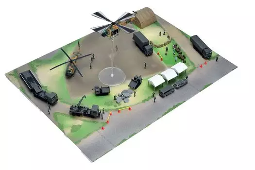 GJ 100 Сцены работы транспортных средств 003R ~Учебный центр по предотвращению стихийных бедствий для сил самообороны~ Возврат 8 предметов Коробка с принадлежностями для диорамы