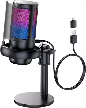 GKEAPZA USB конденсаторный микрофон игровой микрофон RGB распределительный микрофон кардиоидный однонаправленный Plug Play микрофон с кабелем в комплекте