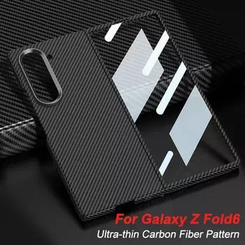 GKK Luxury Business Carbon Matte Fibre Texture складной кожаный чехол для Samsung Galaxy Z Fold6 Anti Peek Screen Glass пластиковый противоударный защитный чехол For Galaxy Z Fold6 чёрный