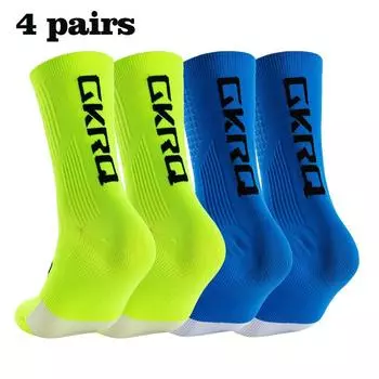 GKRQ 4pairs New Cycling Socks Bike Nurse Compression Road Bike Running Mtb Knee-high White Sports Funny Brand Black 39-45