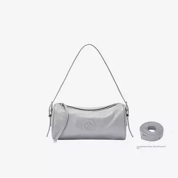 GL Ruched Arrows Shoulder Bag 2025 New Arrival Pen Holder Leather Black Stone Mini Mobile Phone Bag Shoulder Messenger Handbag for Women Twilight Gray(Speed Hair)