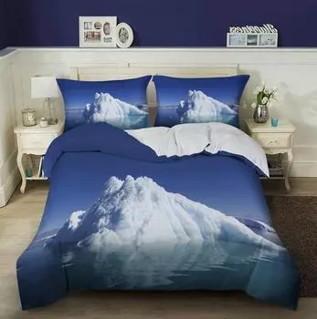 Glacier Duvet Cover Set Iceberg Pattern Antarctic Melting Glacier King Comforter Cover for Boys Girl Teen Polyester Bedding Set 70x133cm 2pcs