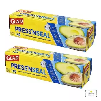 GLAD Seal Wrap Многоцелевая упаковка для хранения продуктов питания 140 шт. Набор из 2 оригинальных карточек включен Press n (30см 43.4м) +