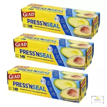 GLAD Seal Wrap Многоцелевая упаковка для хранения продуктов питания 140 шт. Набор из 3 оригинальных карточек включен Press n (30см 43.4м) +