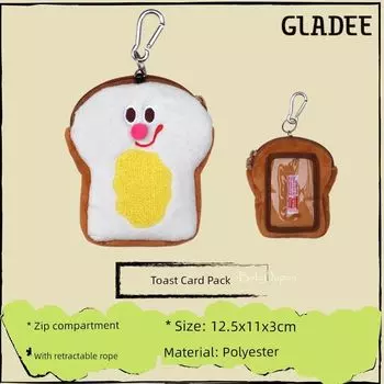 Gladee Apple Banana Cake Plush Pendant Card Holder Toast Card Pack