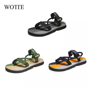 Gladiator Men Sandals Summer Beach Outdoor Slippers Roman Casual Shoes Men Non-slip Flip Flops Slip-On Slides Pantuflas 39 чёрный