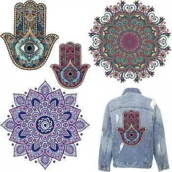 Гладильные наклейки с изображением мандалы, термонаклейки для одежды, термоклеевые нашивки, нашивка «сделай сам», гибкая плавкая переводная аппликация, платье