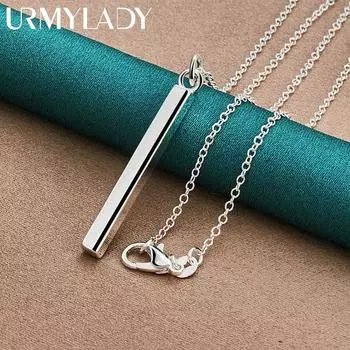 Гладкая колонна из стерлингового серебра 925 пробы, 16/18/20/22/24/26/28/30 дюймов, ожерелье с подвеской для женщин, свадебная вечеринка, модные украшения O-Chain-40cm