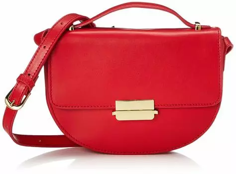 Гладкая кожаная круглая сумка через плечо TREASURE Красная [Topkapi] Женская