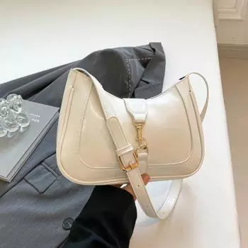 Гладкая лакированная кожаная сумка через плечо Элегантный ретро клатч Сумка-тоут Модная женская сумка подмышку Для путешествий белый