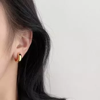 Гладкая С-образная геометрическая пластина для благовоний, клипса для непроколотых ушей - элегантные женские серьги