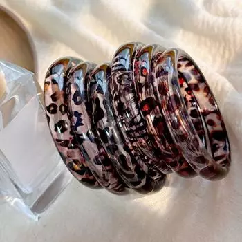 Гладкие браслеты с леопардовым принтом, круглые женские кольца на руку, модные браслеты из смолы, подарок Style F