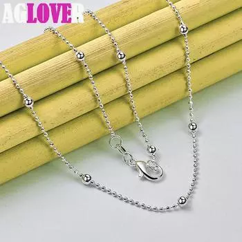 Гладкие бусины из стерлингового серебра 925 пробы, 16/18/20/22/24 дюйма, 4 мм, ювелирные изделия-цепочки 40cm