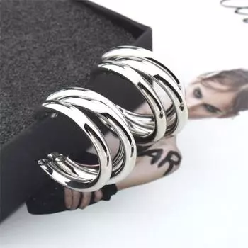 Гладкие и просторные круглые украшения в стиле хип-хоп, простые и стильные женские украшения золотой