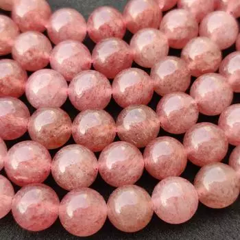 Гладкие круглые бусины из натурального клубничного кварца, размер 6 мм, 8 мм, 10 мм, свободные бусины из драгоценных камней, нить длиной 14–15 дюймов. 6 MM 1 Strand Beads