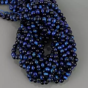 Гладкие круглые бусины, нить из голубого тигрового глаза, бусины из натурального камня, бусины из драгоценного камня «Голубой тигровый глаз», нить из камня «Тигровый глаз», изготовление ювелирных изделий 4mm чёрный/синий