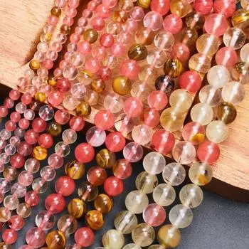 Гладкие круглые свободные бусины для девочек для изготовления ювелирных изделий, женские бусины 4 мм/6 мм/8 мм/10 мм, очаровательные аксессуары, браслет «сделай сам», подарки, модный натуральный камень 20-40 шт. 30Pcs 6mm