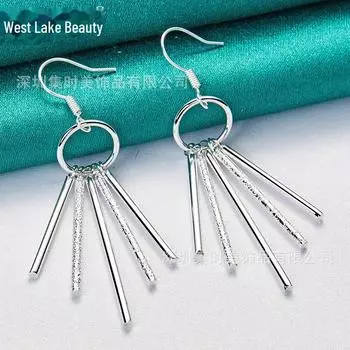 Гладкие матовые серебряные многоколонные серьги для женщин - West Lake Beauty Jewelry ME056