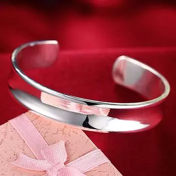 Гладкие открытые браслеты-манжеты из серебра 925 пробы и браслеты для женщин, модные серебряные украшения
