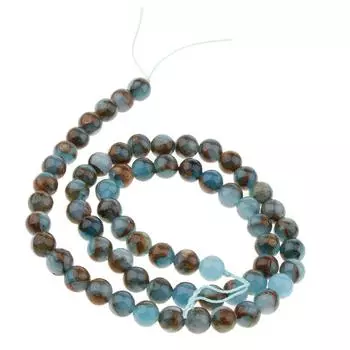 Гладкие полированные бусины из натурального синего сумасшедшего агата с фурнитурой 6 мм 8mm синий