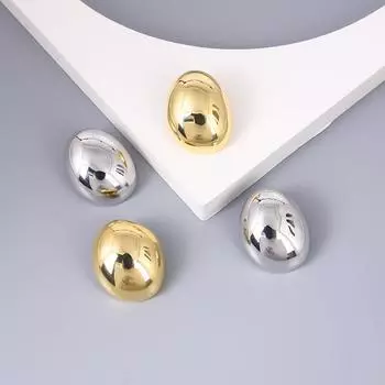 Гладкие трехмерные металлические серьги с гусиным яйцом в Европе и США. Простые нишевые индивидуальные модные серебряные серьги-иглы. золотой