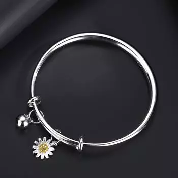 Гладкий браслет с хризантемой, женский новый посеребренный медный браслет, популярный подарок на день рождения Adjustable size