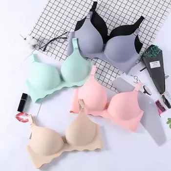 Гладкий цельный бюстгальтер с волнистыми краями без следов и без стального кольца, однотонный бюстгальтер со сборками 70B