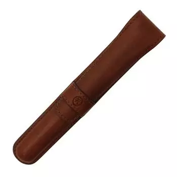 Гладкий кожаный пенал Romeo для 1 ручки (коричневый)