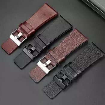 Гладкий кожаный ремешок для часов для мужчин, браслет из натуральной кожи толщиной 22–32 мм, мужской браслет 22mm