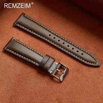 Гладкий кожаный ремешок для смарт-часов 18 мм 19 мм 20 мм 21 мм 22 мм Универсальный сменный ремешок для часов Мужской Женский Браслет для наручных часов 18mm темно-зеленого