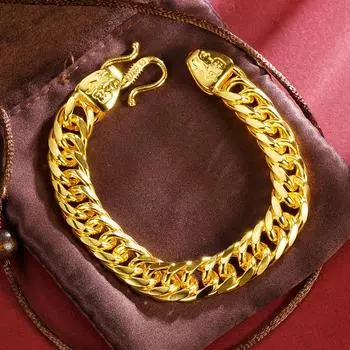 Гладкий плоский вьетнамский золотой браслет властный ретро универсальный мужской и женский медная римская цепь золотой