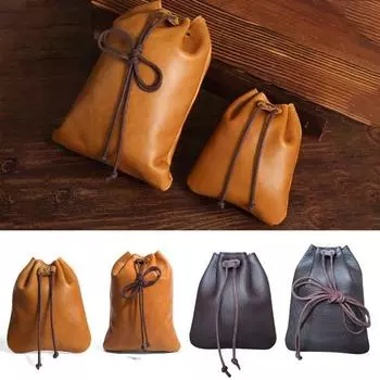 Гладкий шнурок из искусственной кожи, водонепроницаемый большой рот, портативные карты, ювелирные изделия, ключи, чехол для хранения наушников, монет S коричневый