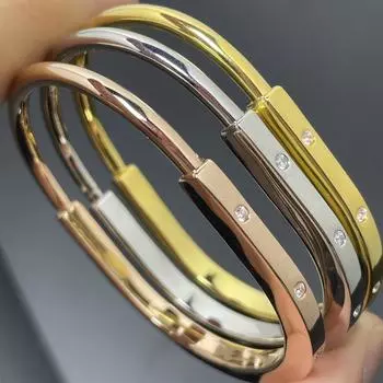 Гладкий трехцветный браслет без химических опасностей официальный веб-сайт интервал бриллиант модный износостойкий браслет No diamonds silver