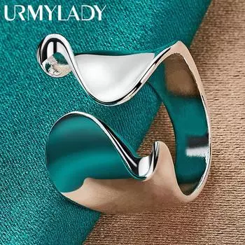 Гладкое кольцо из стерлингового серебра 925 пробы с подвесками MR169 Resizable