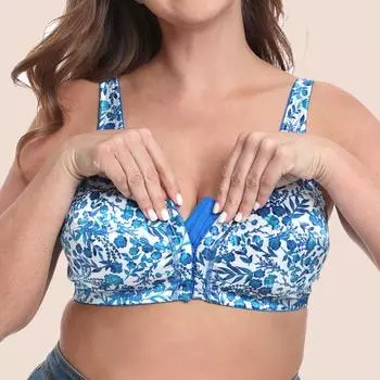 Гладкое нижнее белье без ободков с принтом, пряжка спереди, бюстгальтер больших размеров, толстый бюстгальтер ММ. 90B